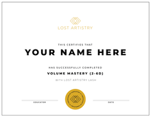 Load image into Gallery viewer, online lash training certificate - volume lashes
